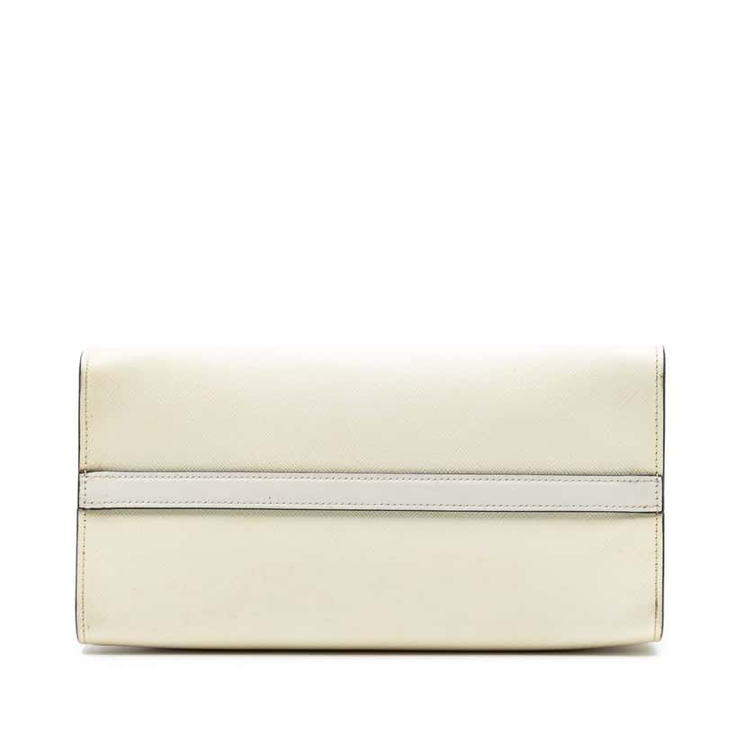 Prada City Calf Trimmed Saffiano Greche Paradigme Bag White Leather Very good condition - Inside View