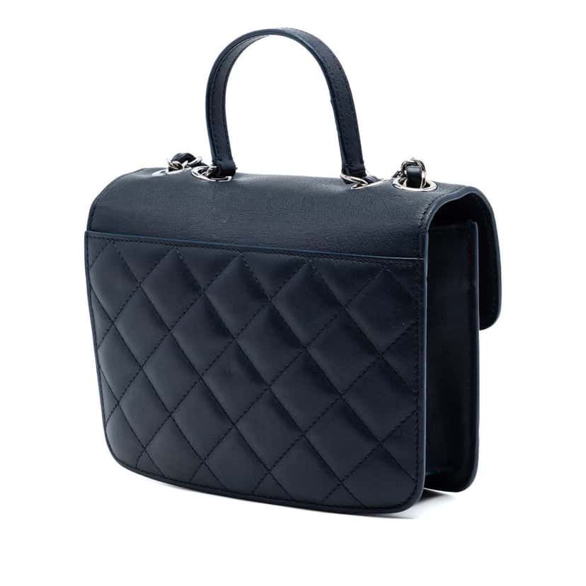 Chanel Small Quilted Goatskin CC Box Flap Blue Leather Very good condition - Back View