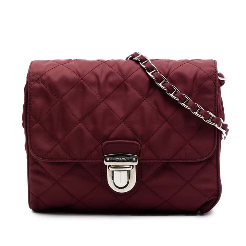 Prada Impuntu Tessuto Chain Crossbody Red Very good condition - Front View