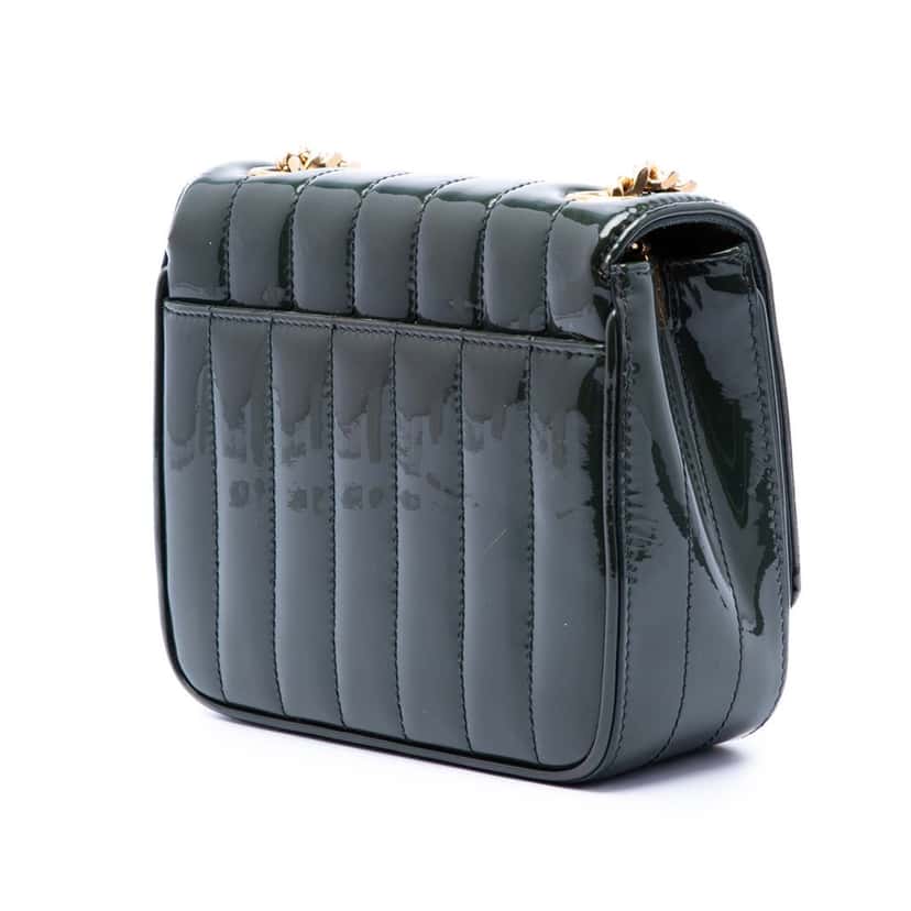 Saint Laurent Small Patent Monogram Vicky Chain Bag Green Leather Very good condition - Back View