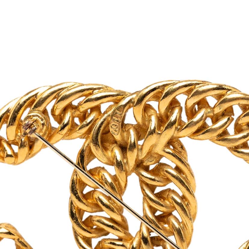 Chanel CC Gold Plated Chain Pin Brooch Gold Metal Very good condition - Inside View