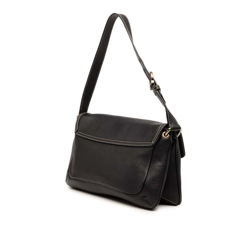 Salvatore Ferragamo Leather Double Gancini Shoulder Bag Black Leather Very good condition - Back View