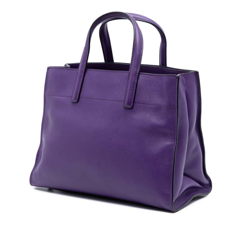 Prada Saffiano Soft Triple Pocket Tote Purple Leather Very good condition - Back View