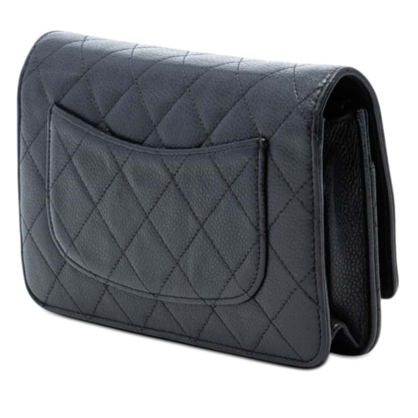 Chanel CC Quilted Caviar Wallet on Chain Black Leather Very good condition - Back View