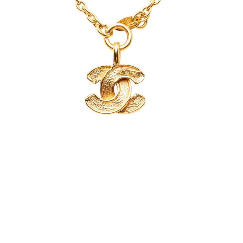 Chanel Gold Plated CC Quilted Pendant Necklace Gold Metal Very good condition - Inside View