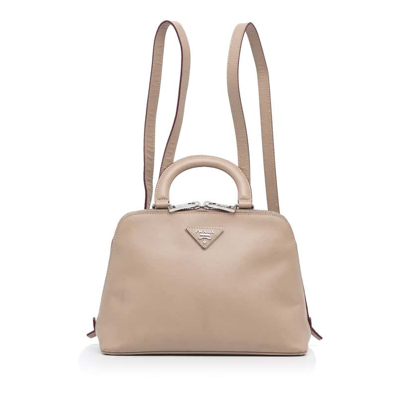 Prada Saffiano Lux Promenade Backpack Brown Leather Very good condition - Front View