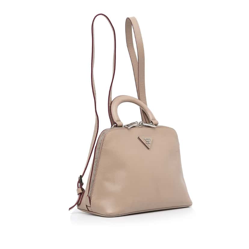 Prada Saffiano Lux Promenade Backpack Brown Leather Very good condition - Back View