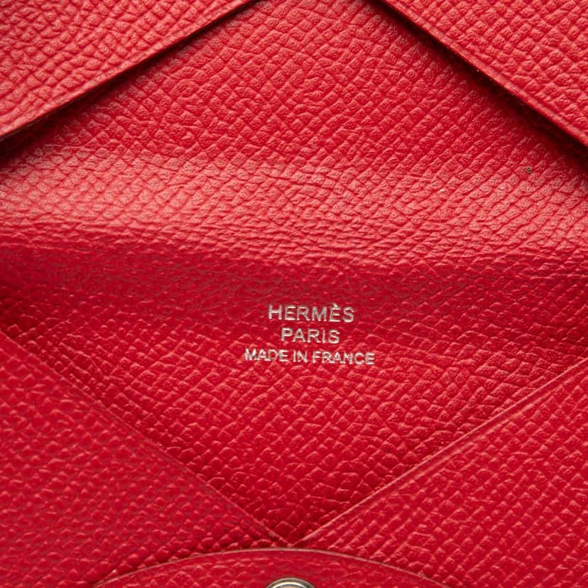 Hermès Epsom Calvi Card Holder Red Leather Very good condition - Box View