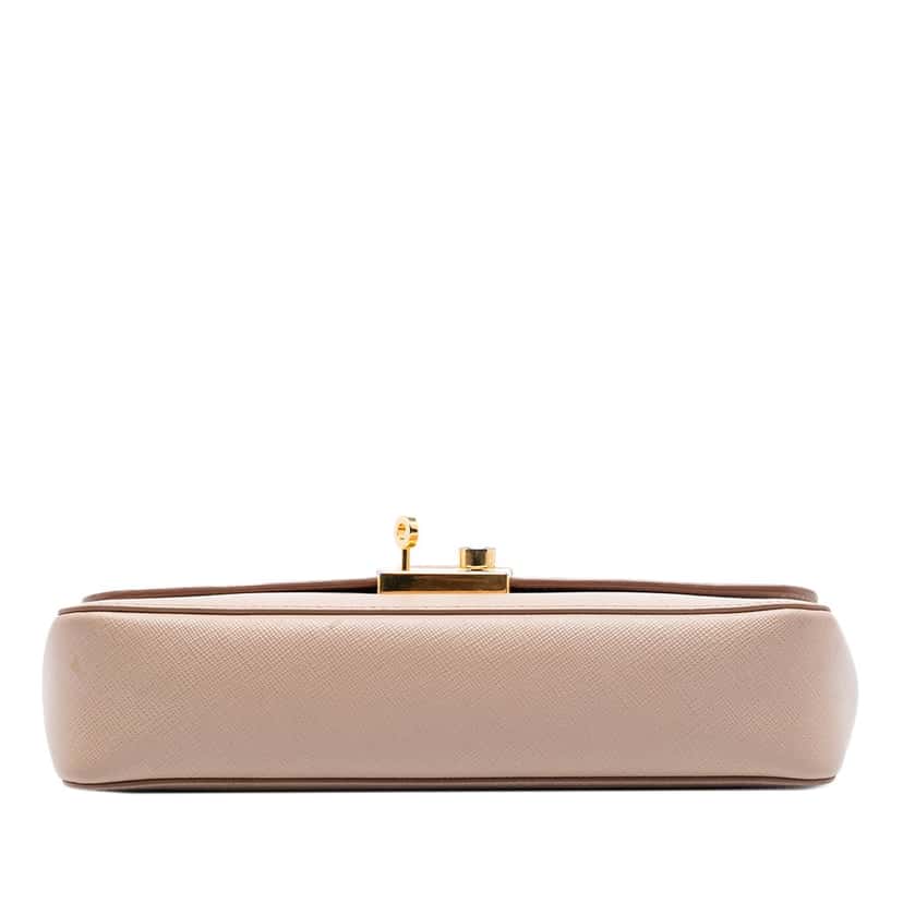 Prada Saffiano Sound Lock Satchel Brown Leather Very good condition - Inside View