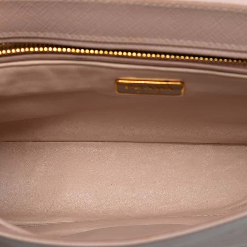 Prada Saffiano Sound Lock Satchel Brown Leather Very good condition - Model View