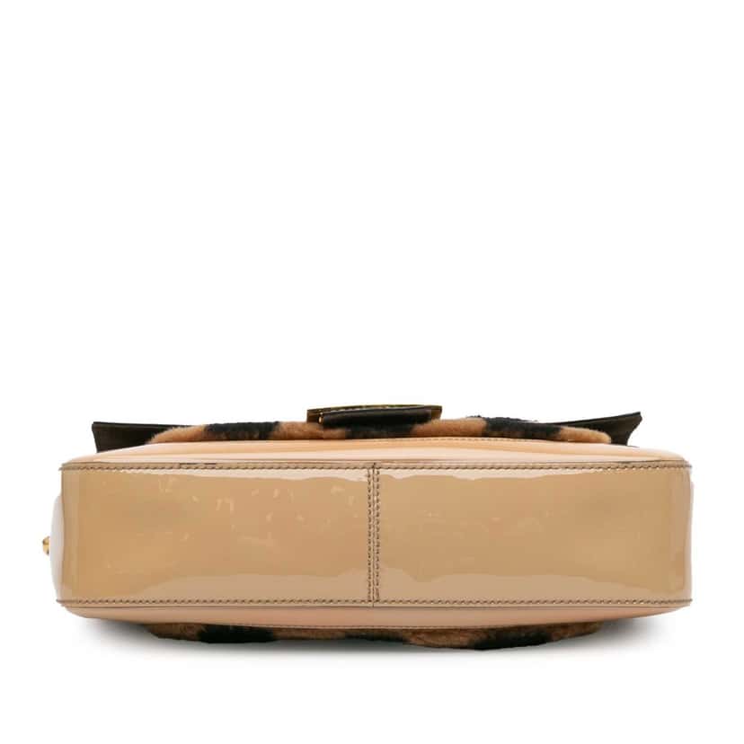 Fendi Shearling Pequin Baguette Satchel Beige Very good condition - Inside View