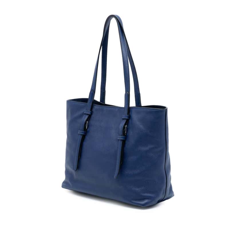 Prada Saffiano Soft Shopping Tote Blue Leather Very good condition - Back View