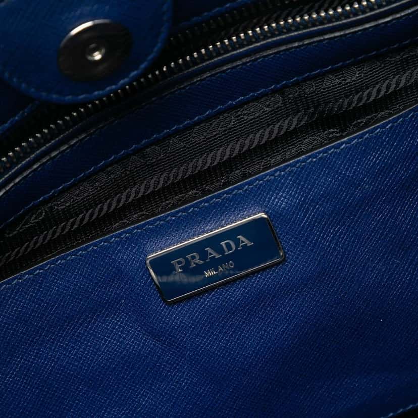 Prada Saffiano Soft Shopping Tote Blue Leather Very good condition - Box View