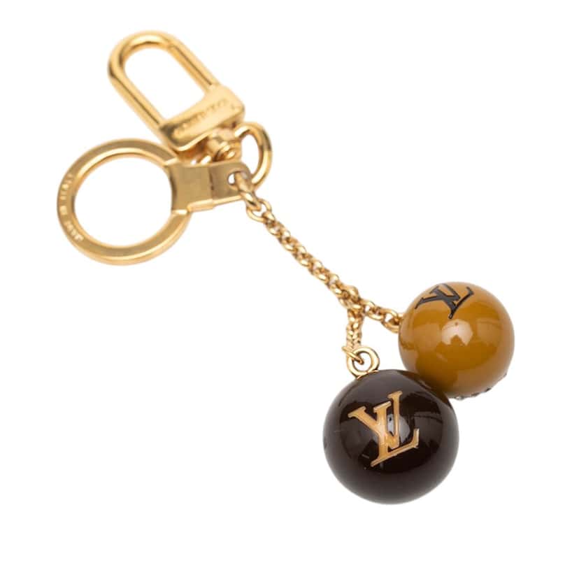 Louis Vuitton Gold Plated Strass and Resin Jack and Lucie Key Holder and Bag Charm Gold Metal Very good condition - Back View