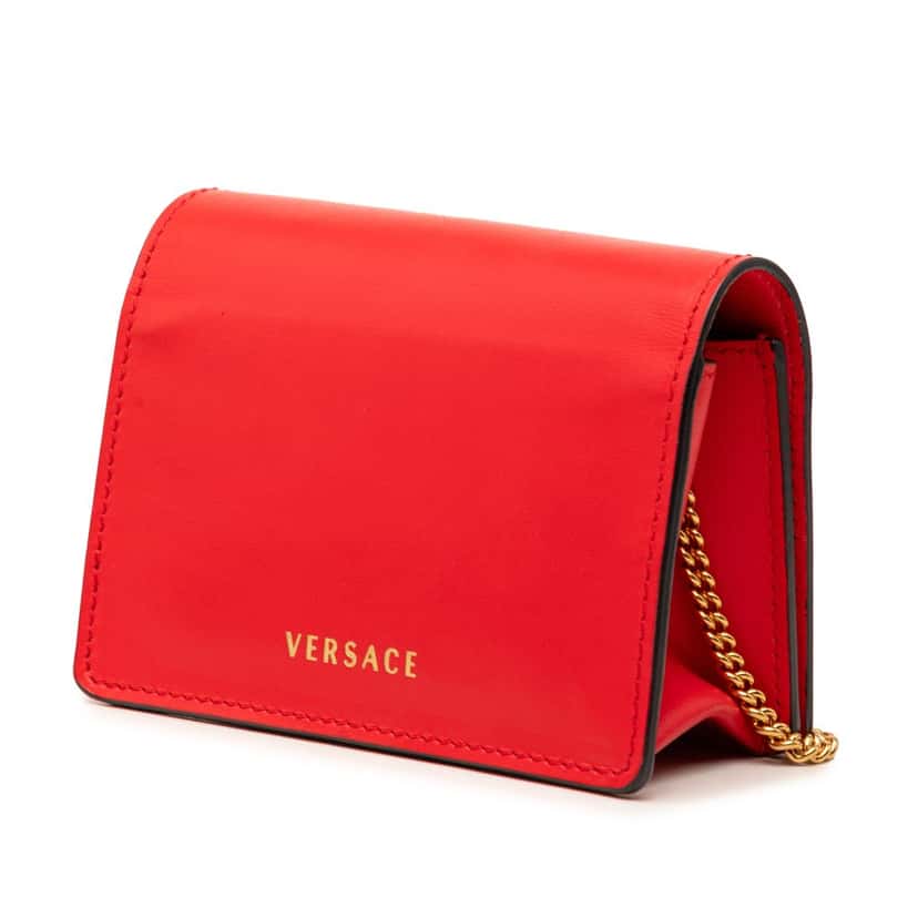 Versace Mini Leather Virtus V Chain Crossbody Red Leather Very good condition - Back View