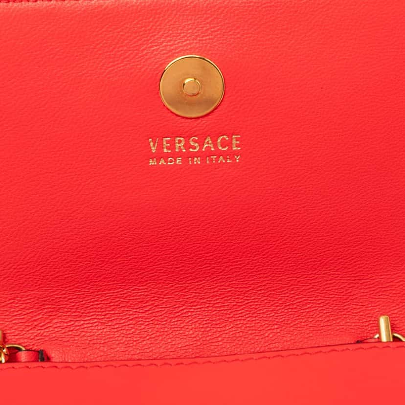 Versace Mini Leather Virtus V Chain Crossbody Red Leather Very good condition - Box View
