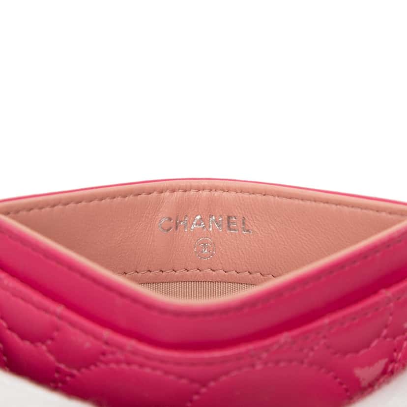 Chanel Quilted Lambskin Camellia Card Holder Pink Leather Very good condition - Box View