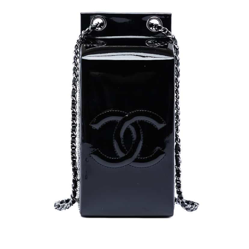 Chanel Patent Milk Carton Crossbody Black Leather Very good condition - Front View