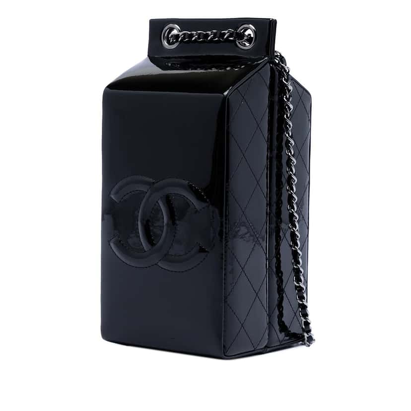 Chanel Patent Milk Carton Crossbody Black Leather Very good condition - Back View