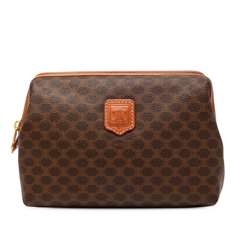 Celine Macadam Coated Canvas Pouch Brown Very good condition - Front View