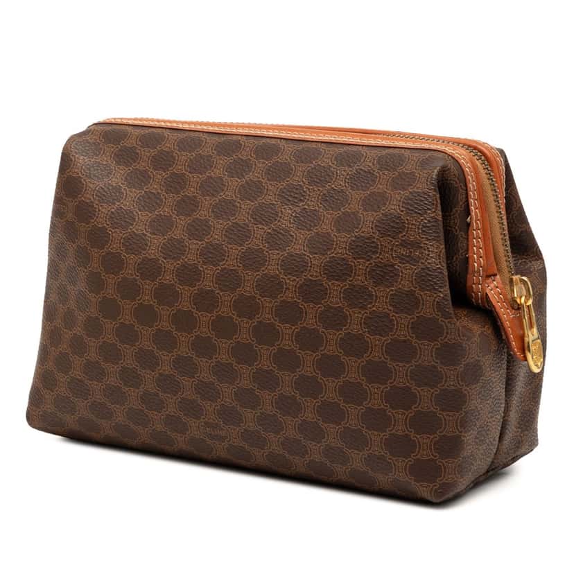 Celine Macadam Coated Canvas Pouch Brown Very good condition - Back View