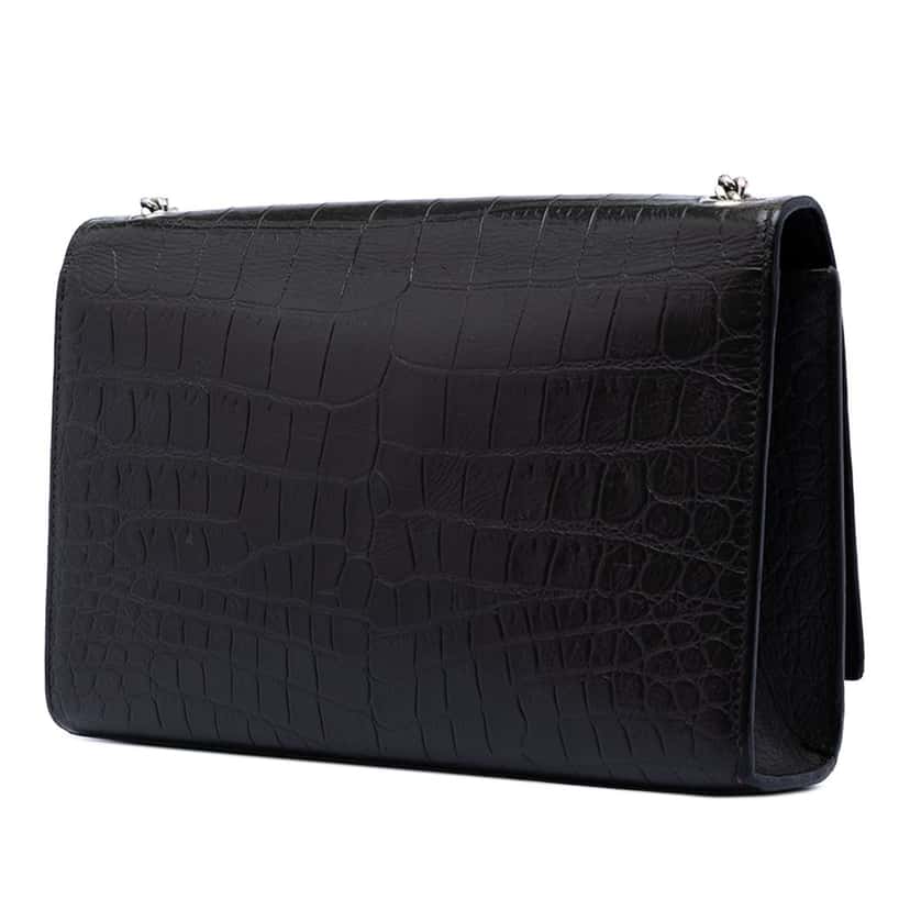 Saint Laurent Medium Croc Embossed Leather Kate Tassel Crossbody Black Leather Very good condition - Back View