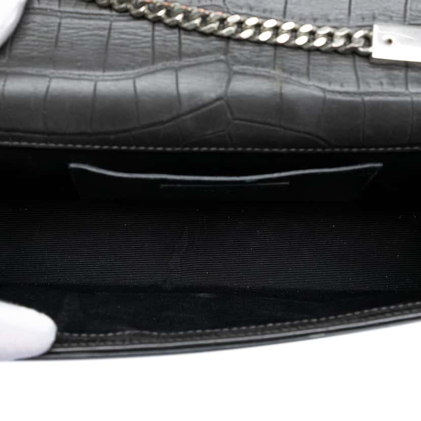 Saint Laurent Medium Croc Embossed Leather Kate Tassel Crossbody Black Leather Very good condition - Model View