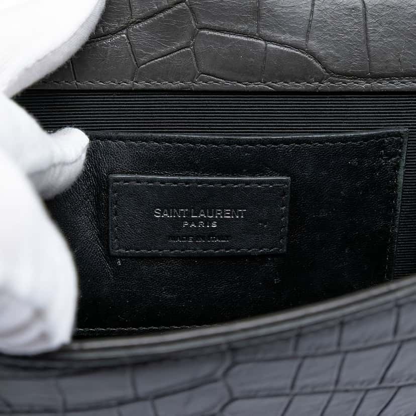 Saint Laurent Medium Croc Embossed Leather Kate Tassel Crossbody Black Leather Very good condition - Box View