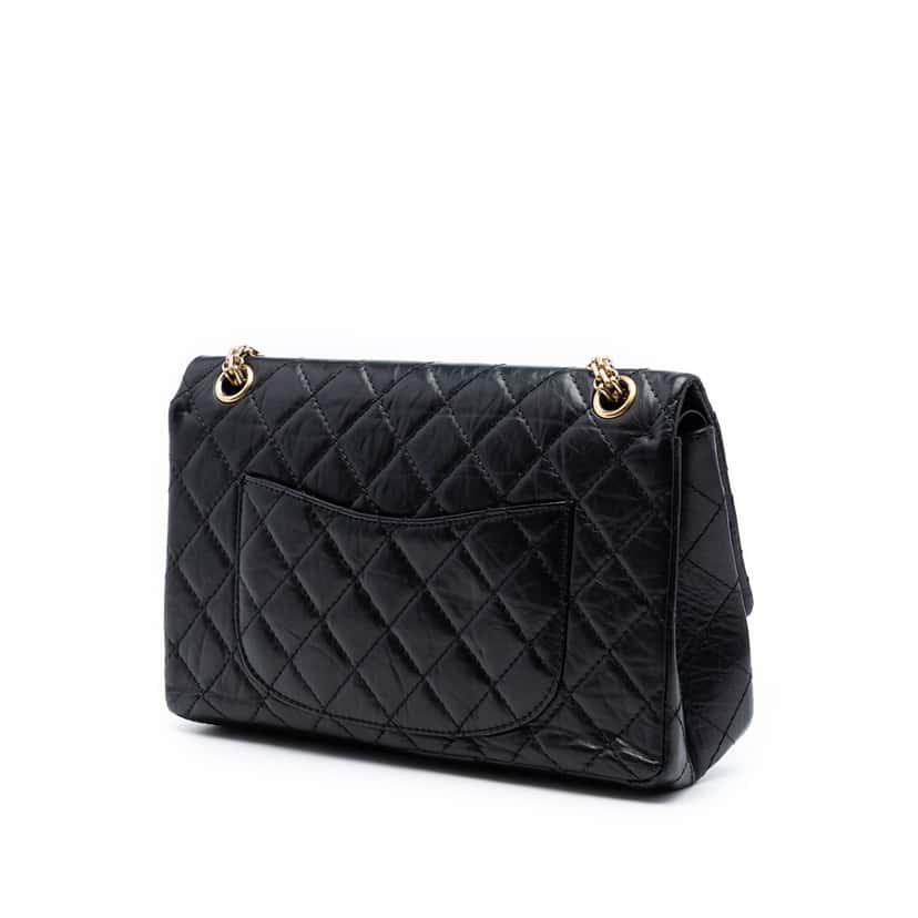 Chanel Quilted Aged Calfskin Reissue 2.55 Double Flap 226 Black Leather Very good condition - Back View