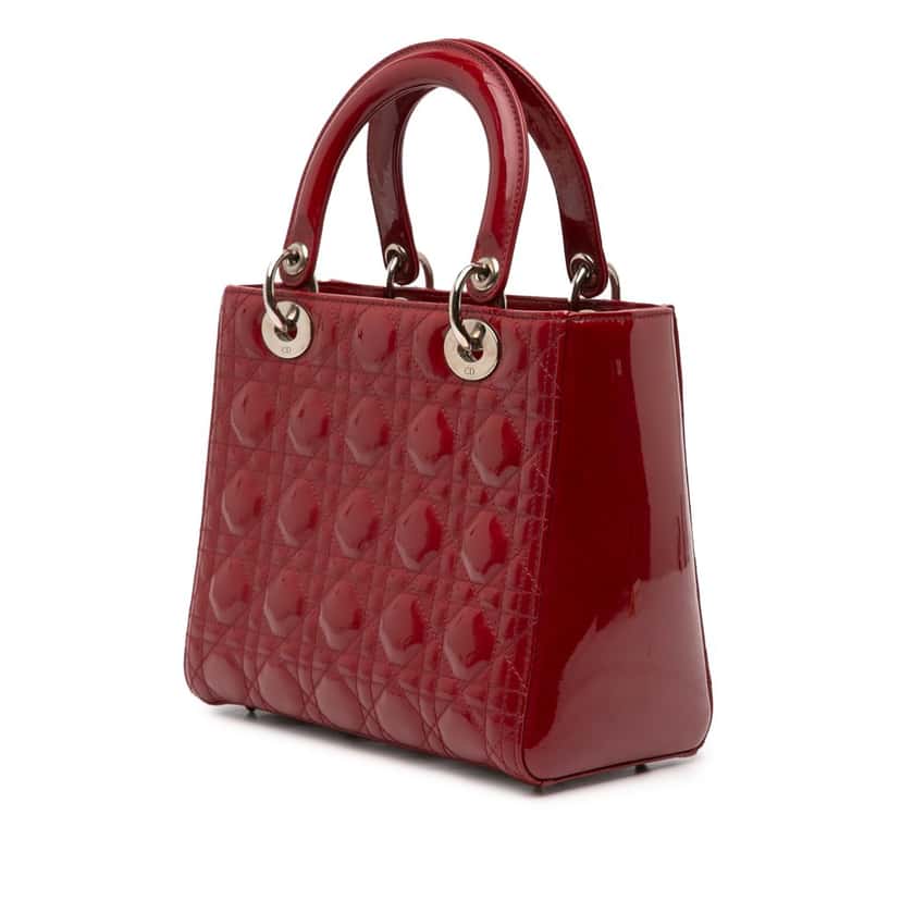 Dior Medium Patent Cannage Lady Dior Red Leather Very good condition - Back View