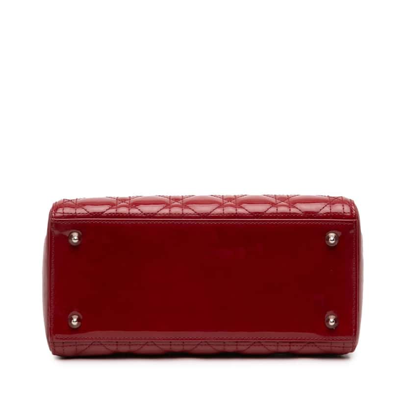 Dior Medium Patent Cannage Lady Dior Red Leather Very good condition - Inside View