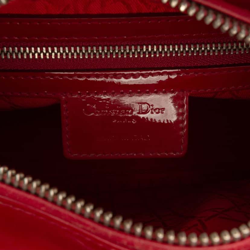 Dior Medium Patent Cannage Lady Dior Red Leather Very good condition - Box View