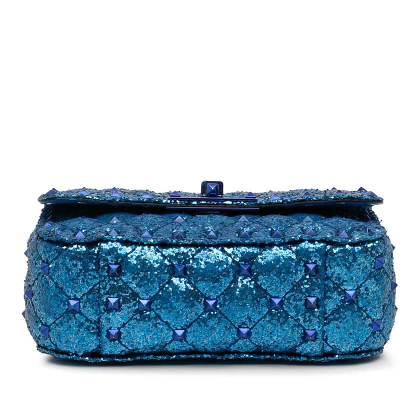 Valentino Mini Glitter Rockstud Spike Satchel Blue Very good condition - Inside View