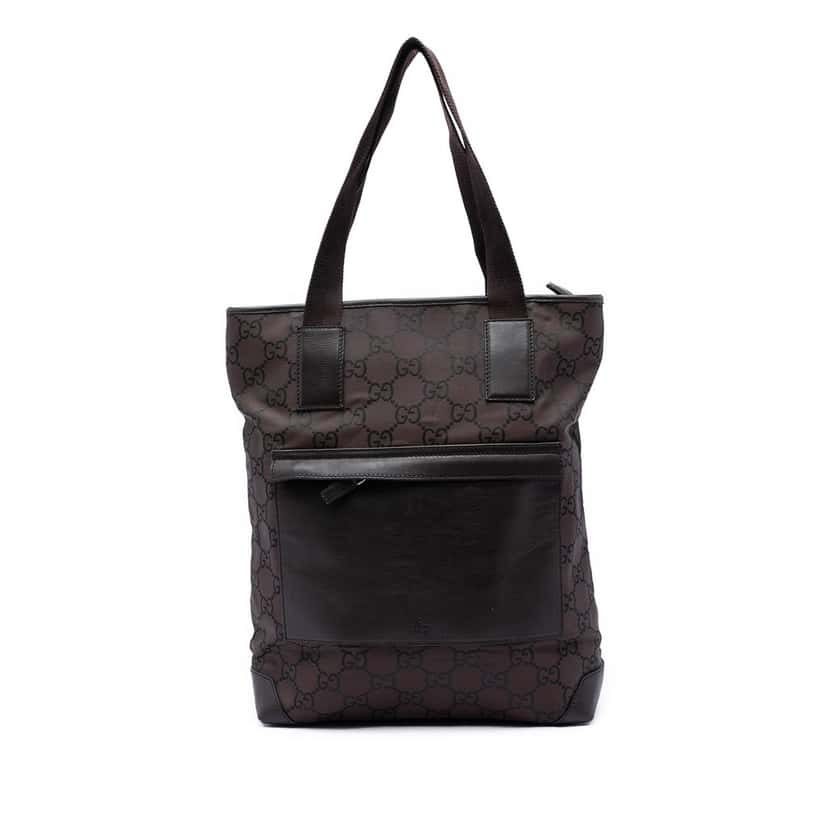 Gucci GG Nylon Tote Brown Very good condition - Front View