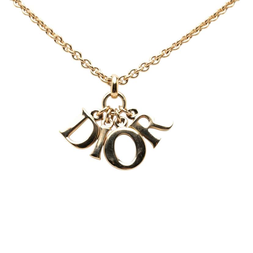 Dior Gold Plated Dior Logo Pendant Necklace Gold Metal Very good condition - Back View