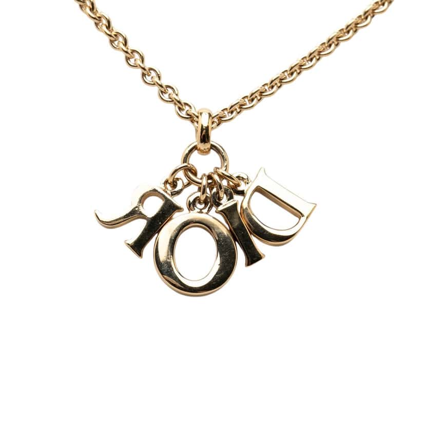 Dior Gold Plated Dior Logo Pendant Necklace Gold Metal Very good condition - Inside View