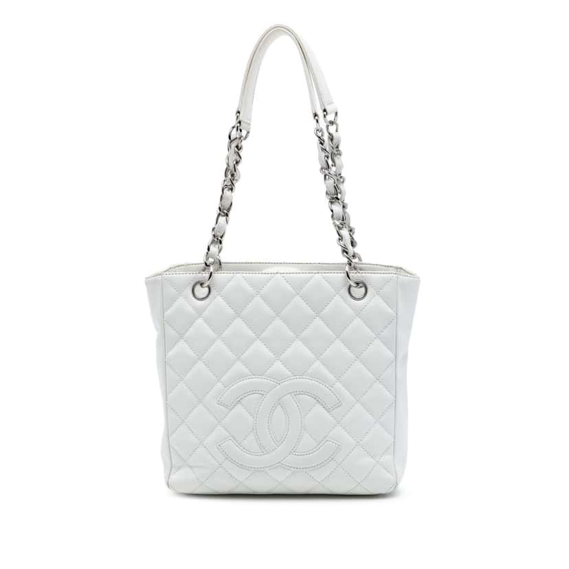 Chanel Caviar Petite Shopping Tote White Leather Very good condition - Front View