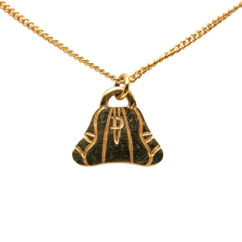 Dior Gold Plated Bag Pendant Necklace Gold Metal Very good condition - Front View