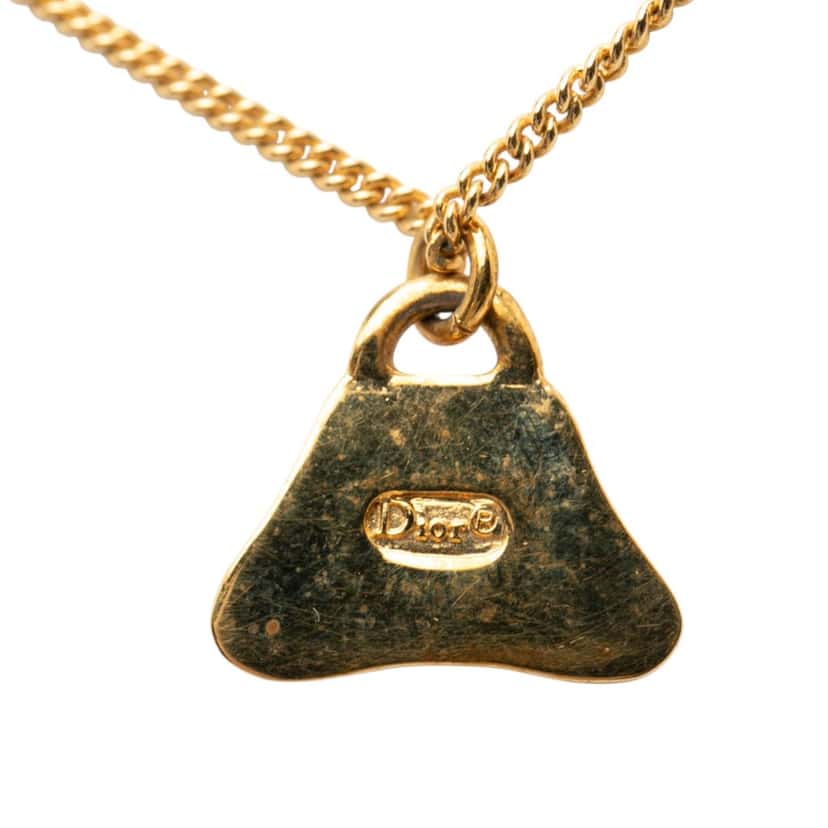 Dior Gold Plated Bag Pendant Necklace Gold Metal Very good condition - Back View