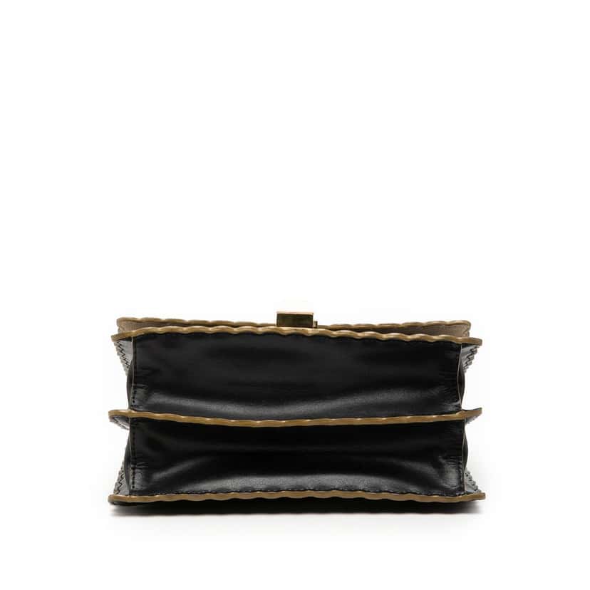 Fendi Small Scalloped Leather Kan I Crossbody Black Leather Very good condition - Inside View