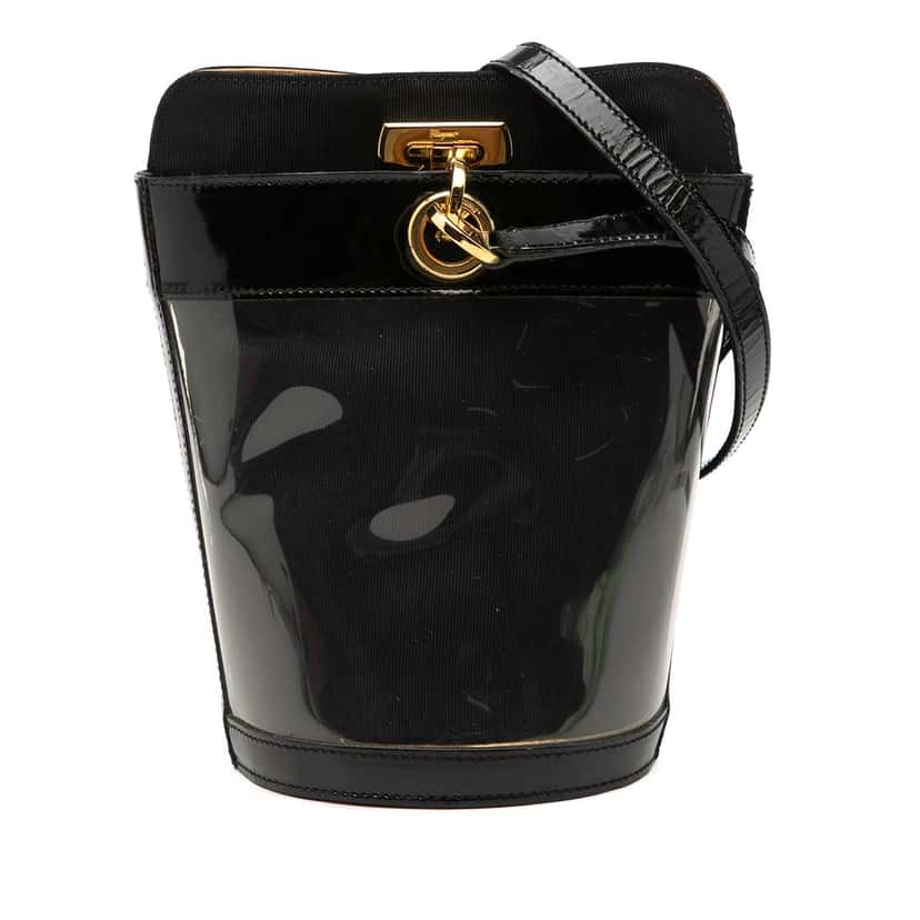 Ferragamo Vinyl Gancini Bucket Bag