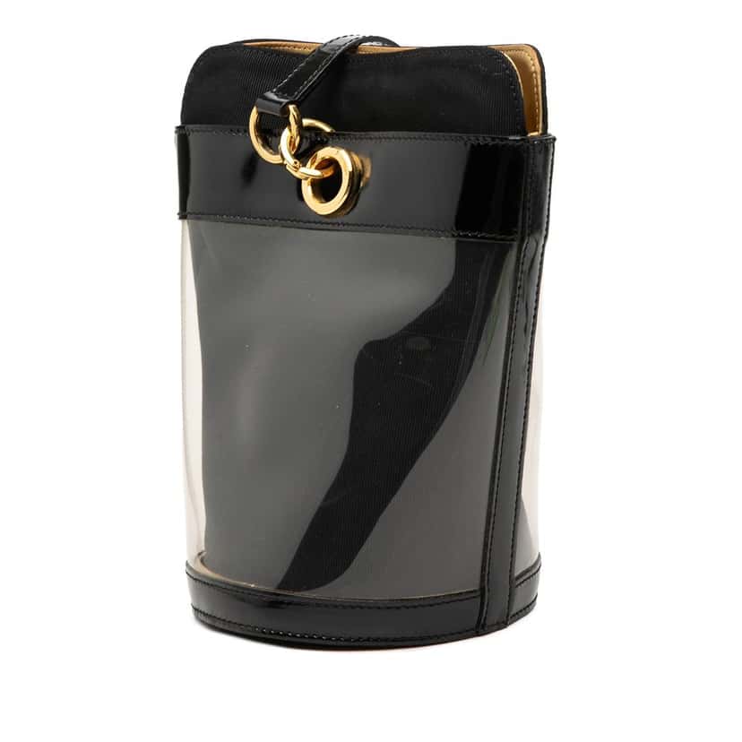 Ferragamo Vinyl Gancini Bucket Bag White Plastic Very good condition - Back View