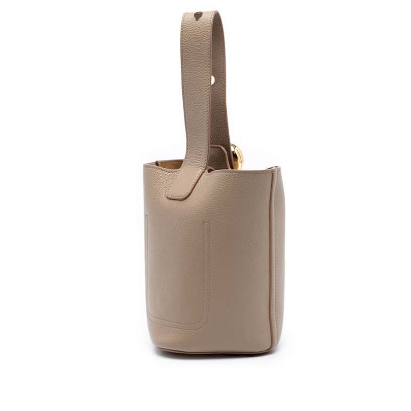 LOEWE Mini Grained Calfskin Pebble Bucket Bag Brown Leather Very good condition - Back View