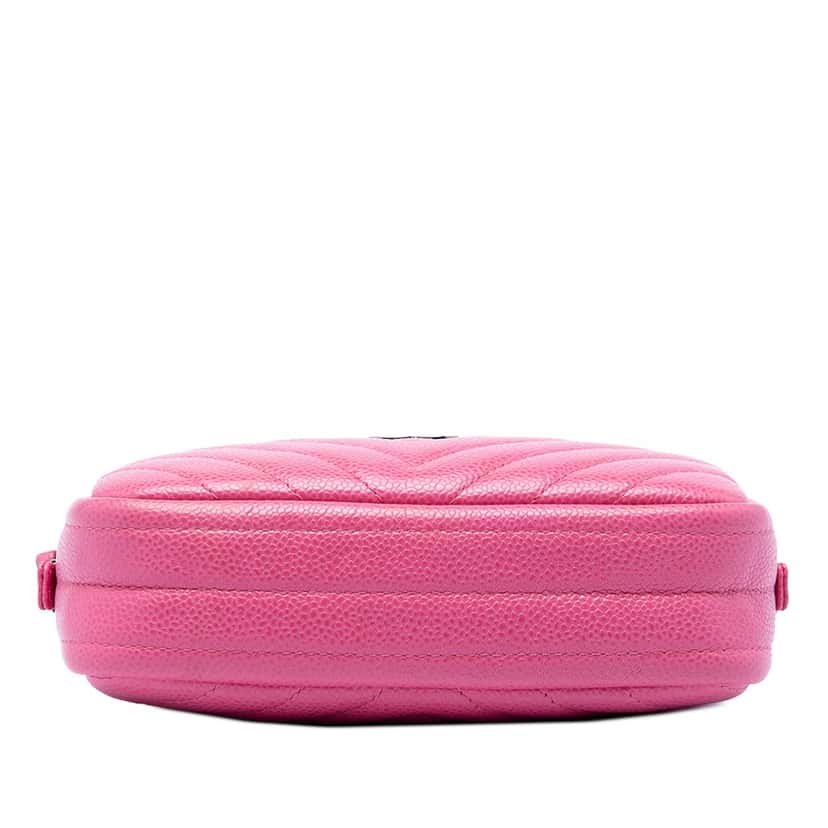 Chanel CC Chevron Caviar Camera Bag Pink Leather Very good condition - Inside View