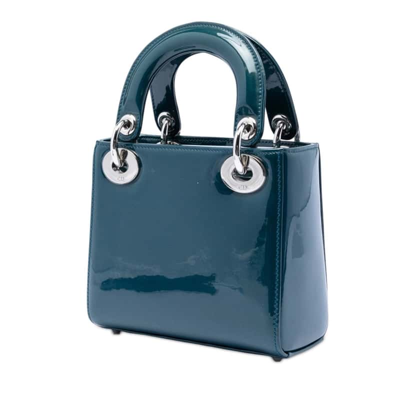 Dior Mini Patent Lady Dior Blue Leather Very good condition - Back View