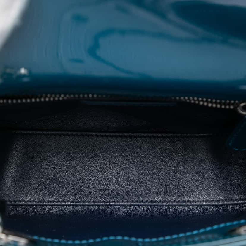 Dior Mini Patent Lady Dior Blue Leather Very good condition - Model View