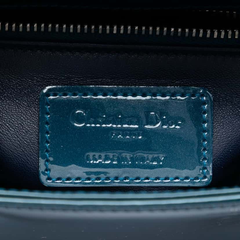 Dior Mini Patent Lady Dior Blue Leather Very good condition - Box View