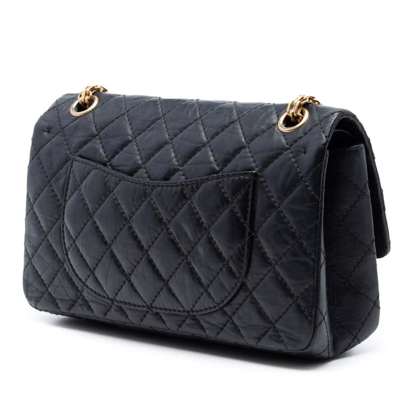 Chanel Quilted Aged Calfskin Reissue 2.55 Double Flap 225 Black Leather Very good condition - Back View