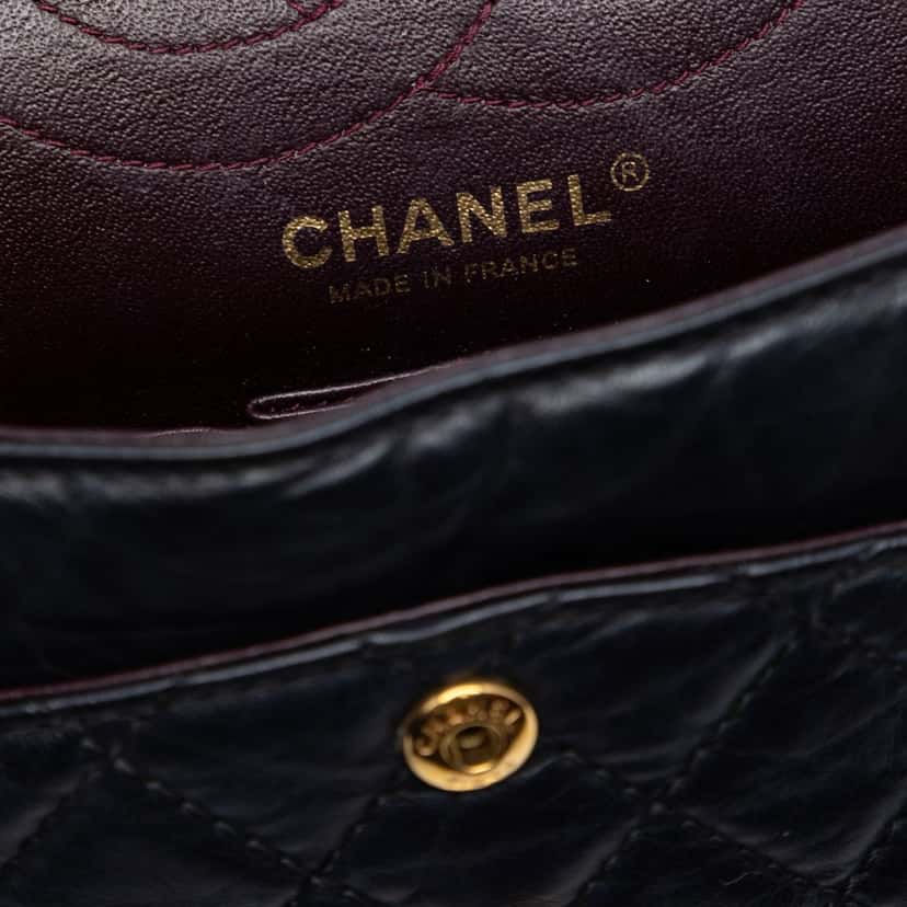 Chanel Quilted Aged Calfskin Reissue 2.55 Double Flap 225 Black Leather Very good condition - Box View