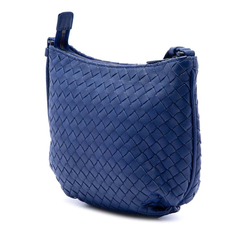 Bottega Veneta Small Nappa Intrecciato Crossbody Blue Leather Very good condition - Back View